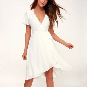 Lulus white midi wrap dress